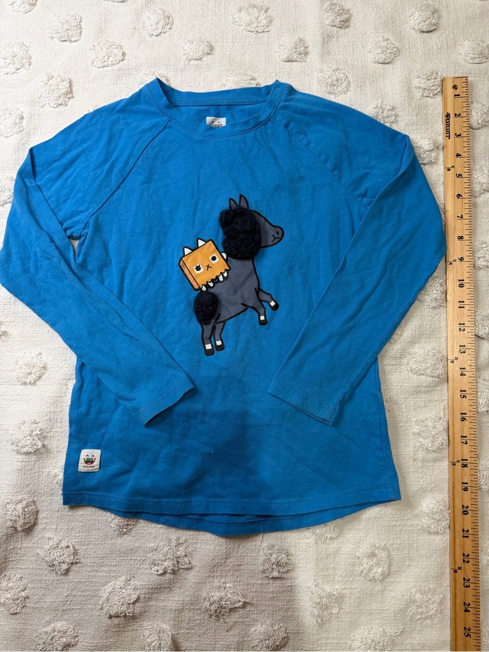 Bright Blue Kids' Long-Sleeve Tee with Playful Pony Patch